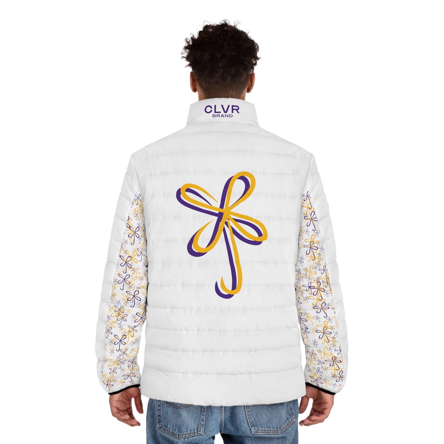 CLVR White+Purple&Gold Puffer Jacket