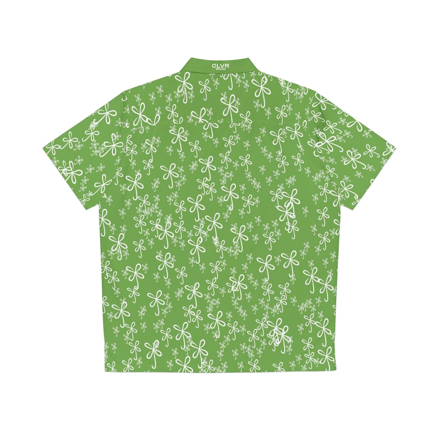 CLVR Green+White Men's Hawaiian Shirt