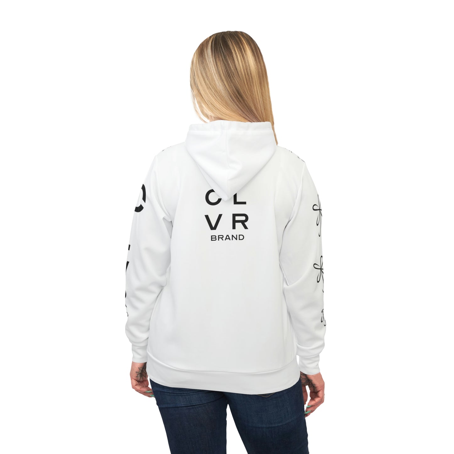 CLVR White + Black Pull-Over Athletic Hoodie