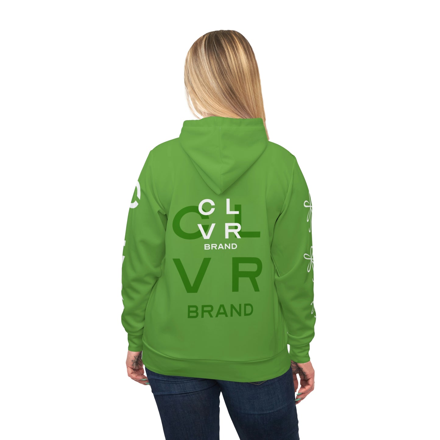 CLVR Green + White Pull-Over Athletic Hoodie