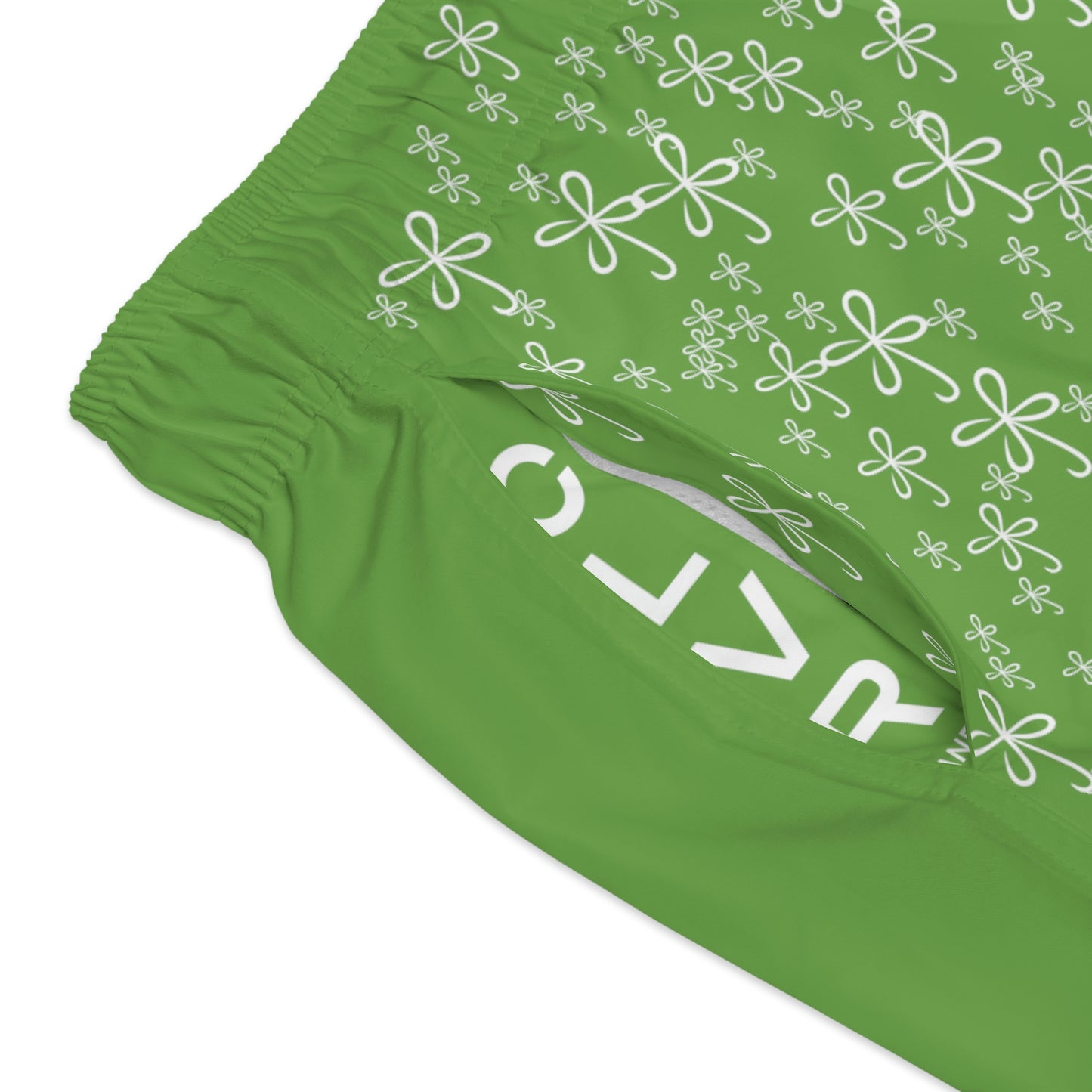 CLVR Men's Swim Trunks Light Green with White