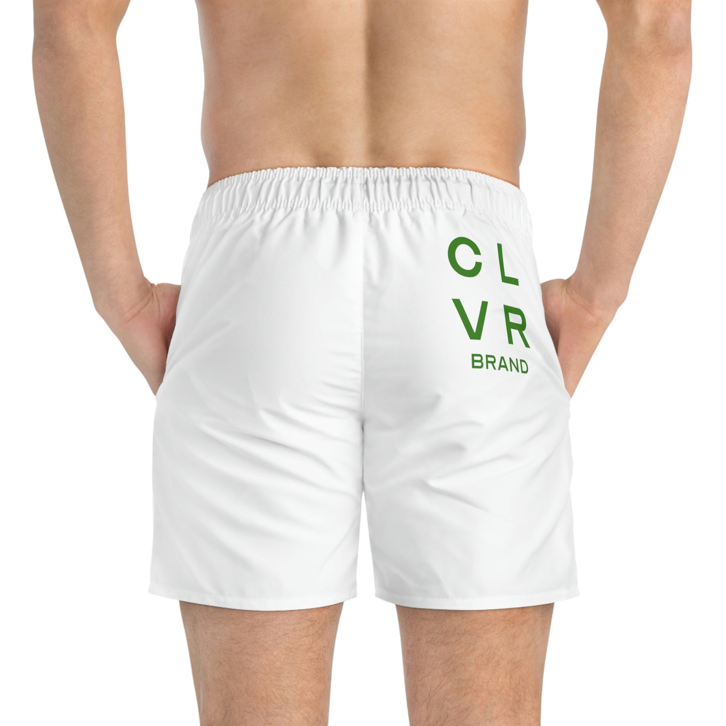 CLVR Men's Swim Trunks White with Green