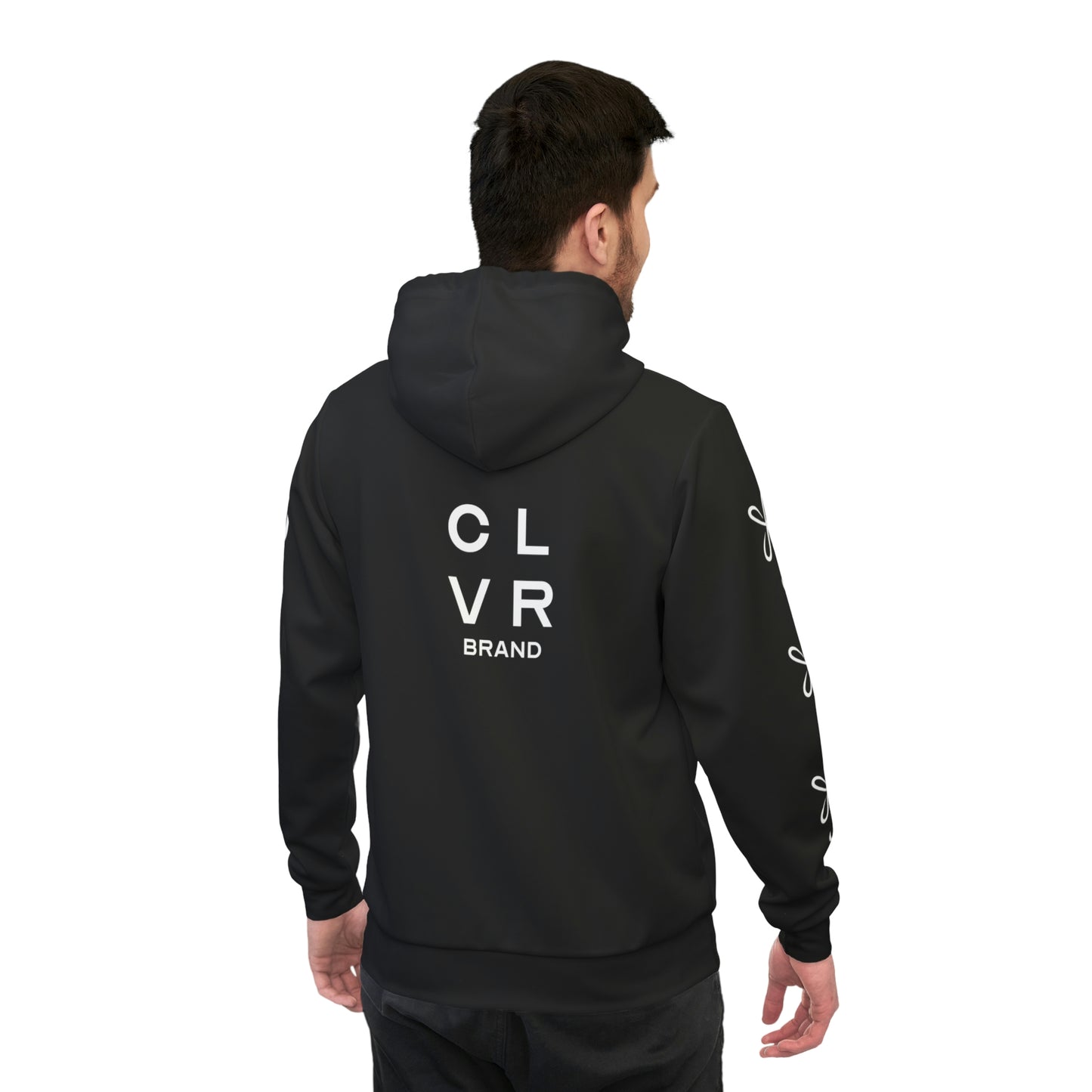 CLVR Black + White Pull-Over Athletic Hoodie
