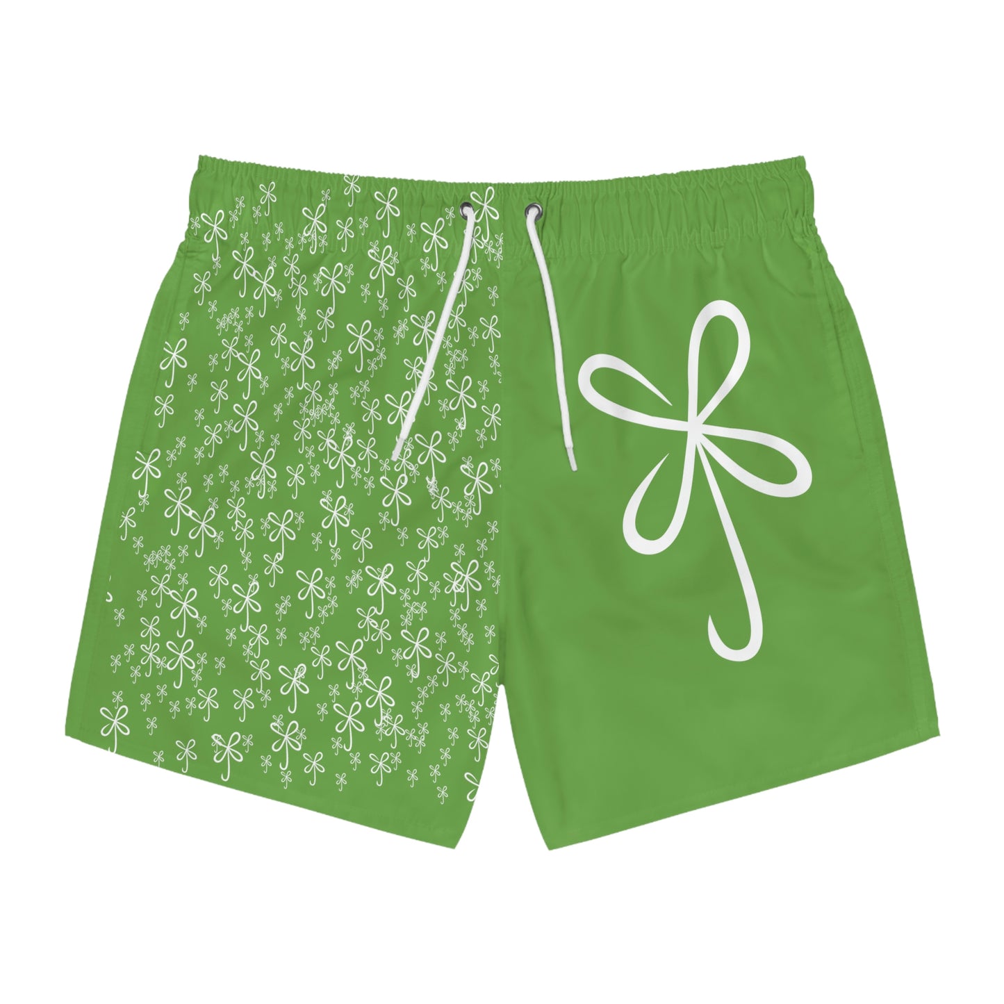 CLVR Men's Swim Trunks Light Green with White
