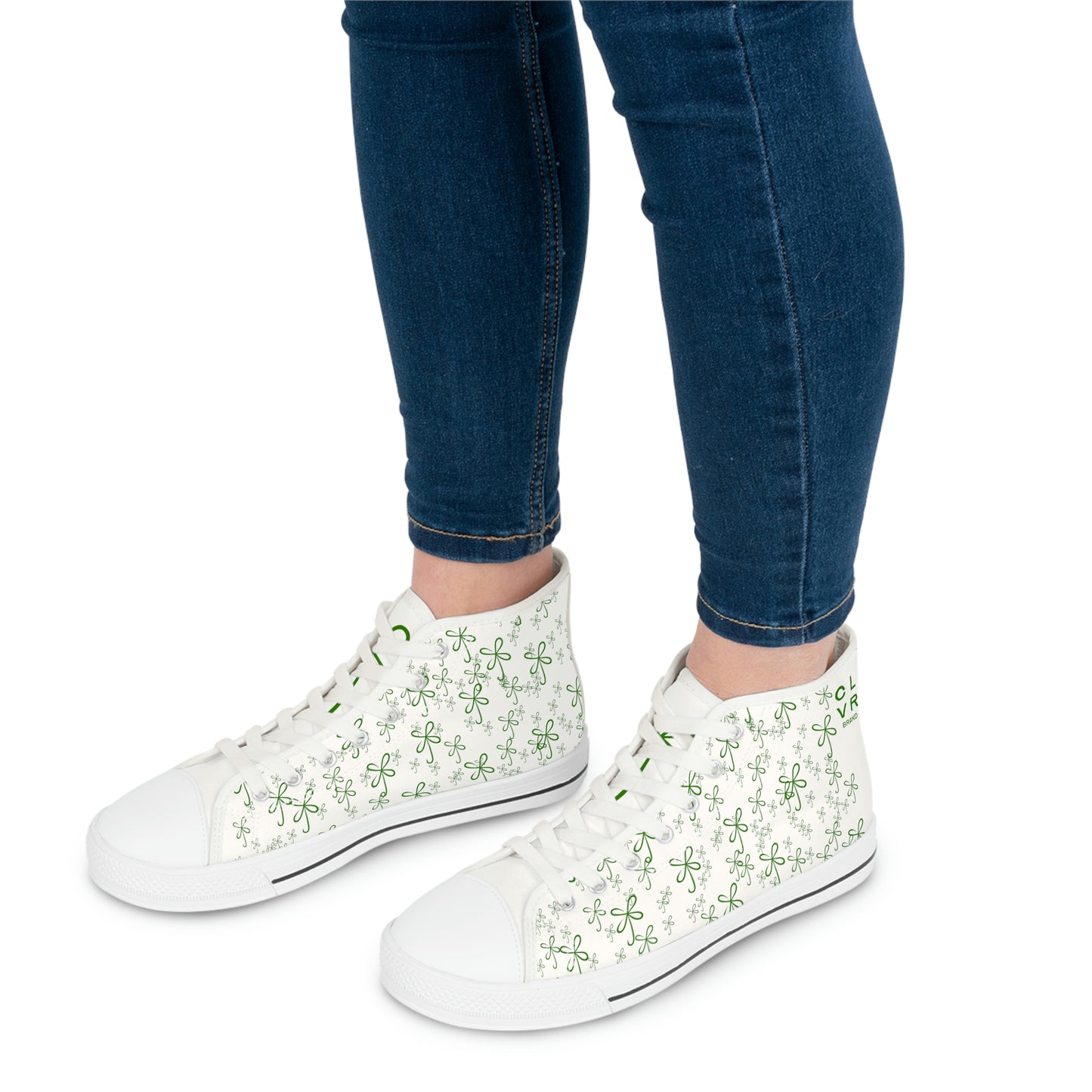 CLVR Women's High Top Sneakers White+Green