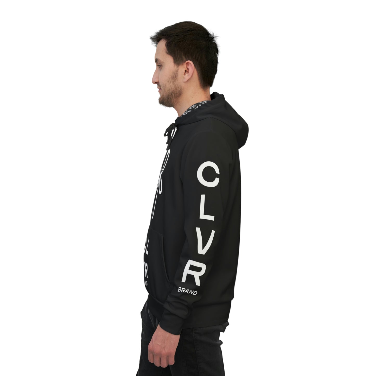 CLVR Black + White Pull-Over Athletic Hoodie