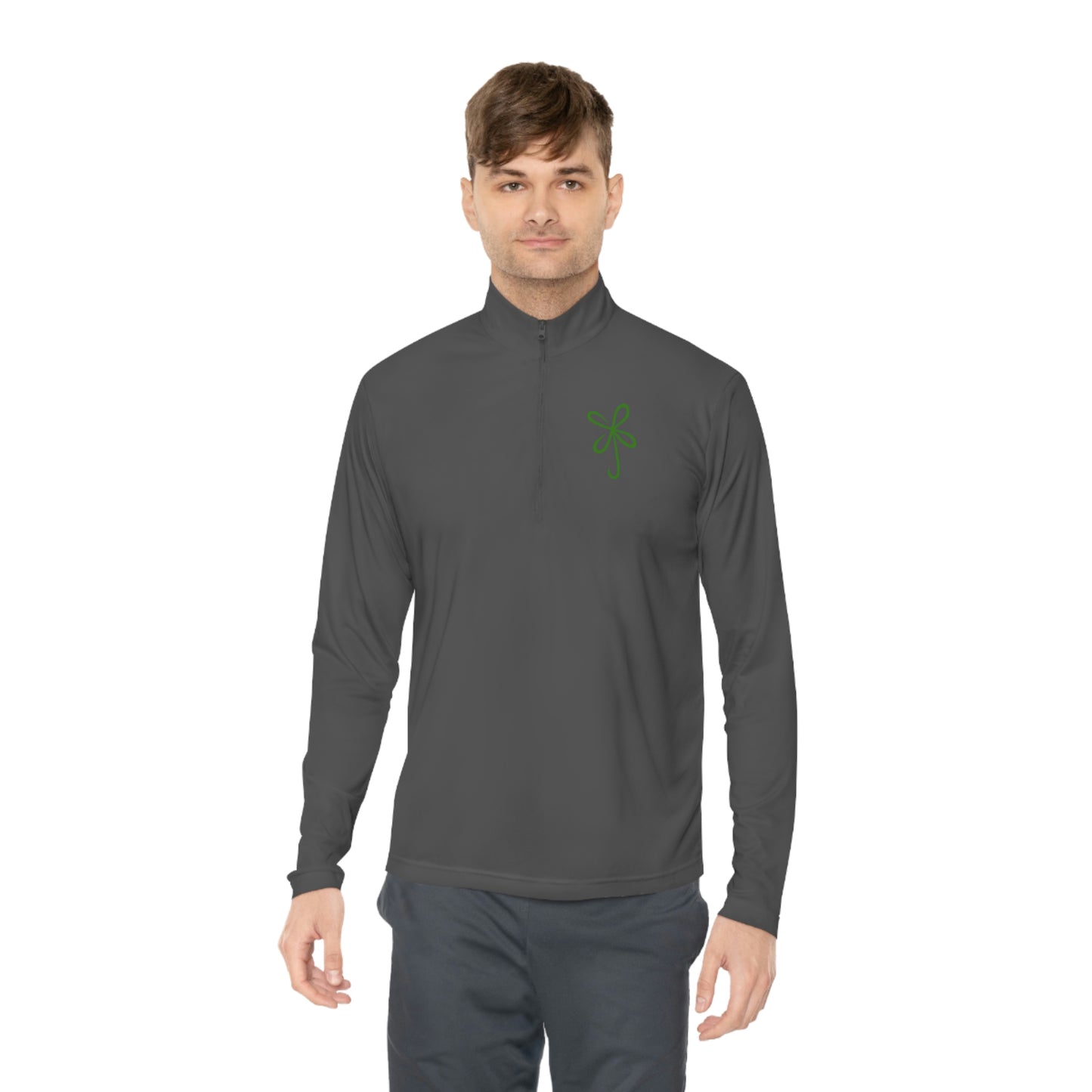 CLVR Unisex Quarter-Zip Pullover with Green Logo