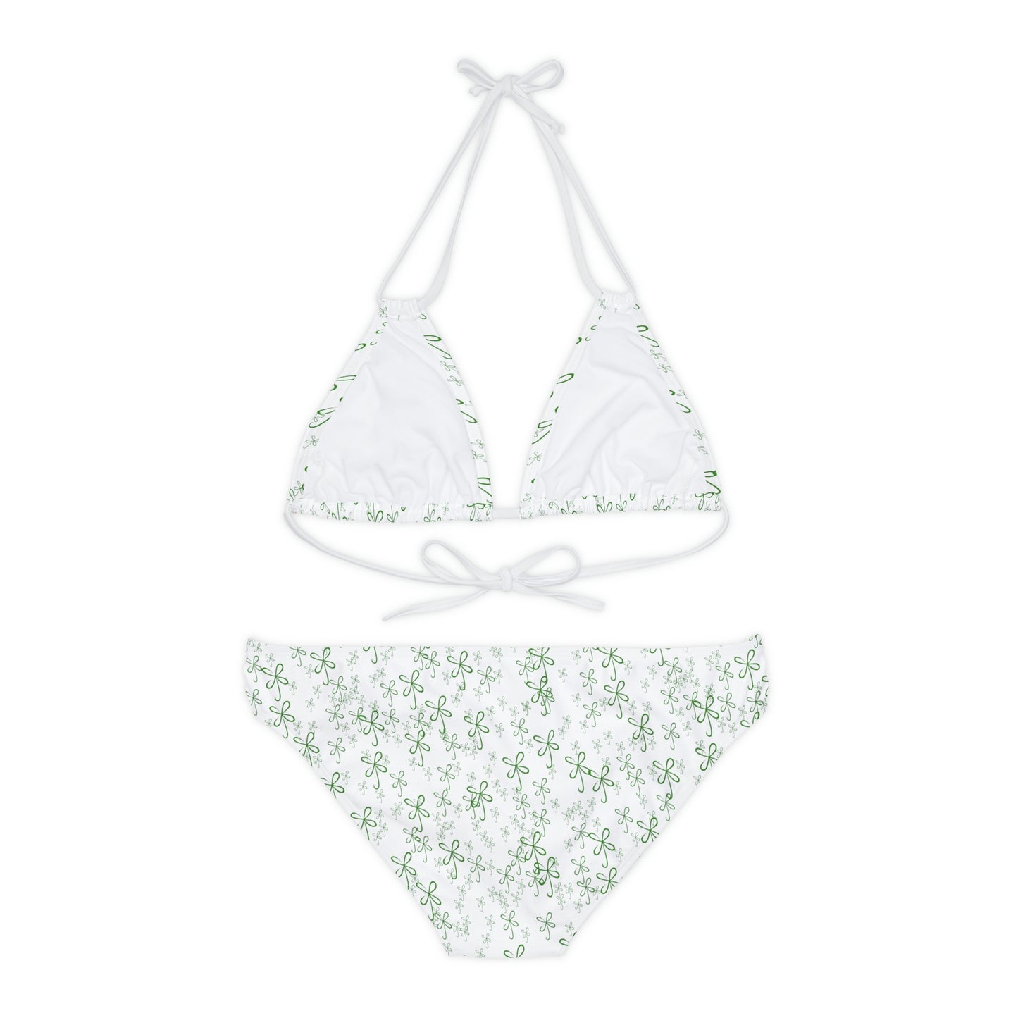 CLVR Strappy Bikini Set - White with Field of Green
