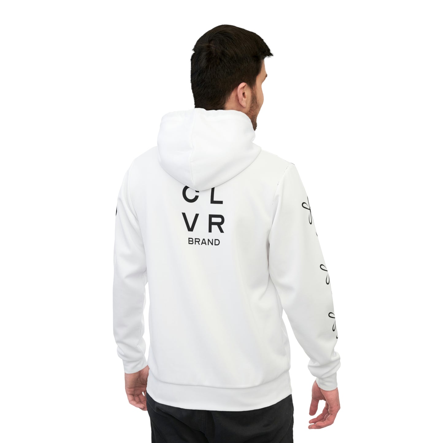 CLVR White + Black Pull-Over Athletic Hoodie