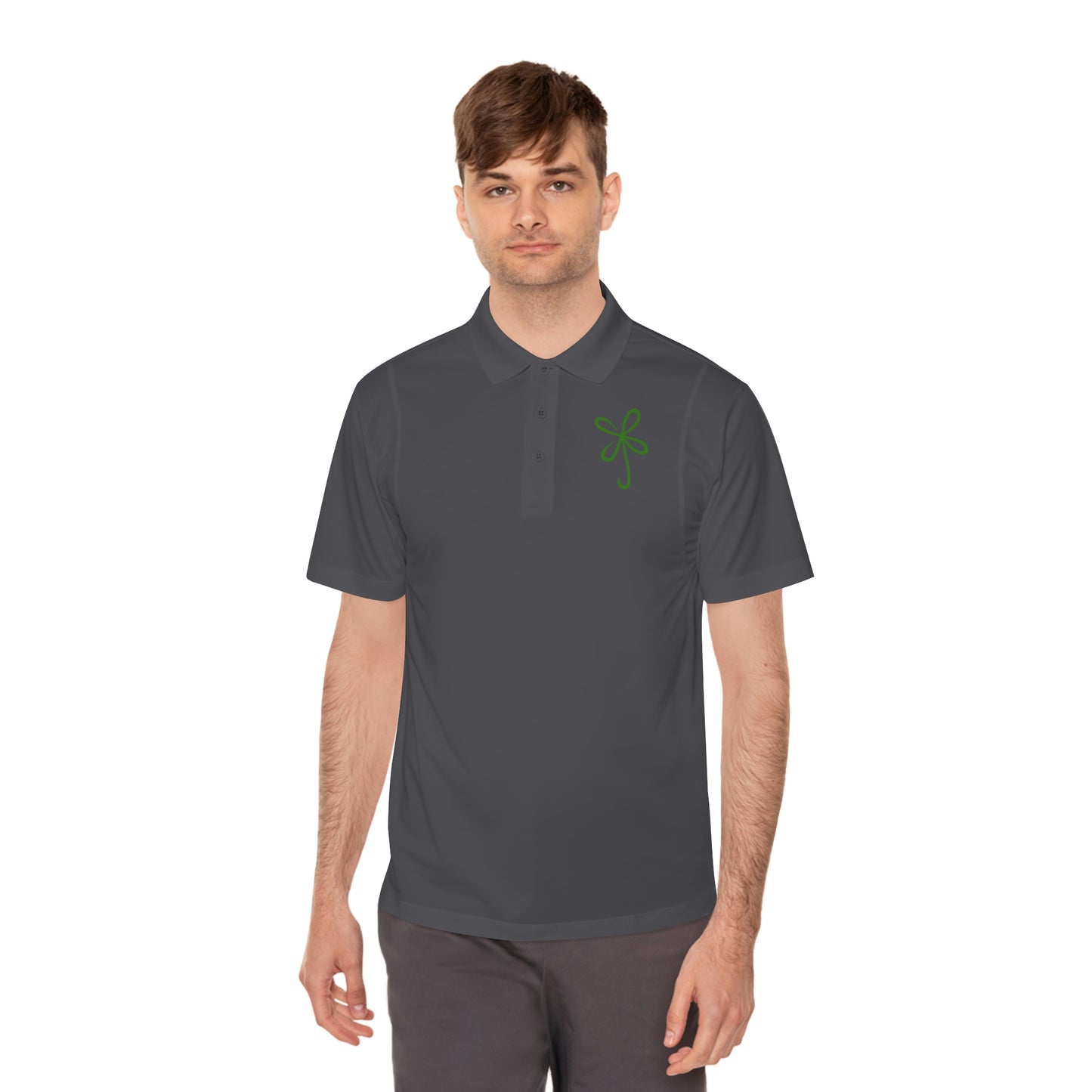 CLVR Men's Sport Polo Shirt in Green Logo
