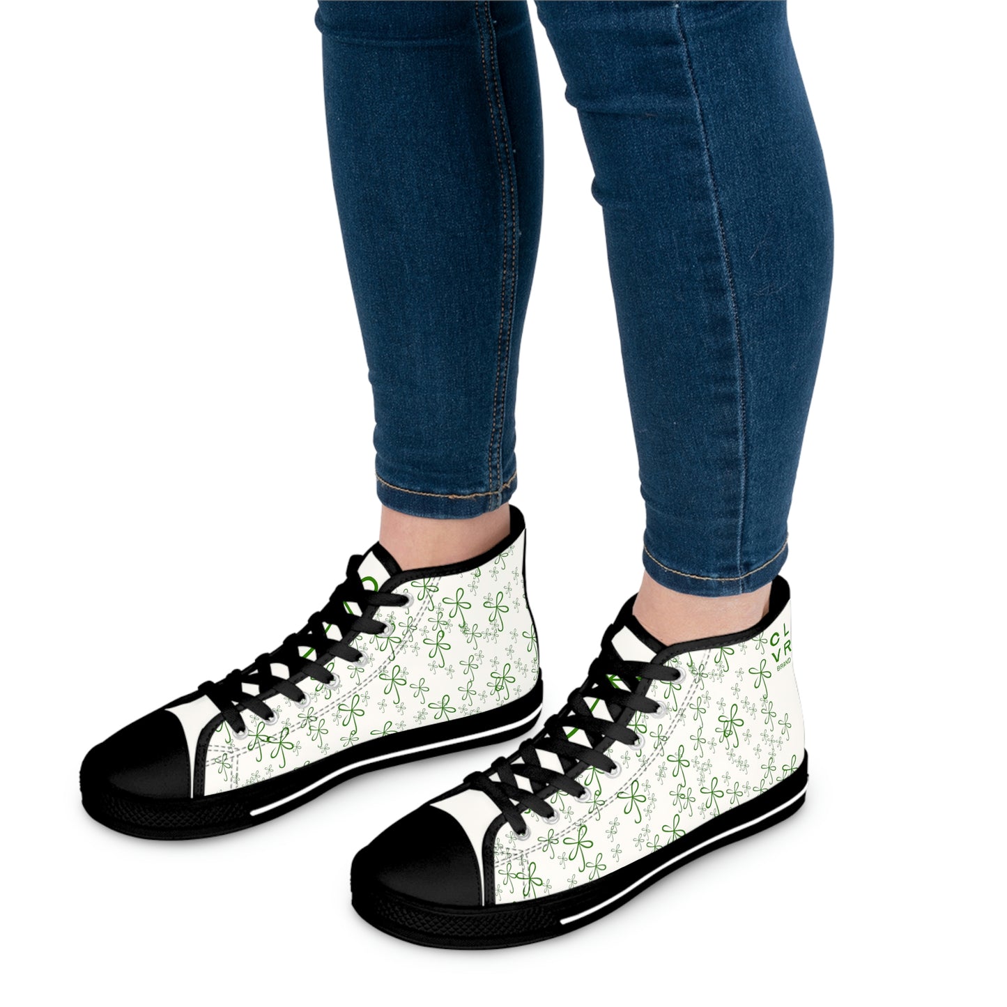 CLVR Women's High Top Sneakers White+Green