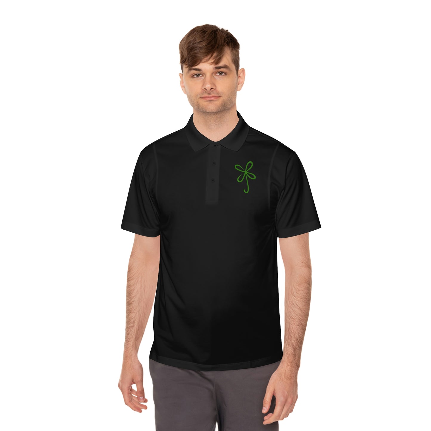 CLVR Men's Sport Polo Shirt in Green Logo
