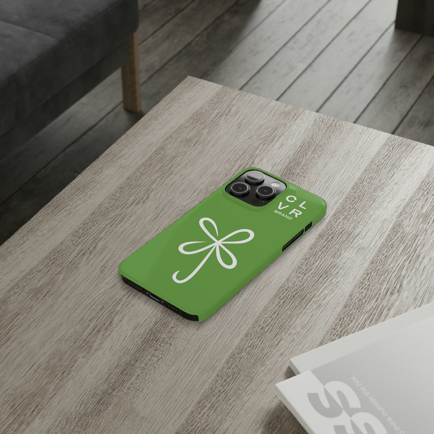 CLVR Green+White iPhone Slim Case