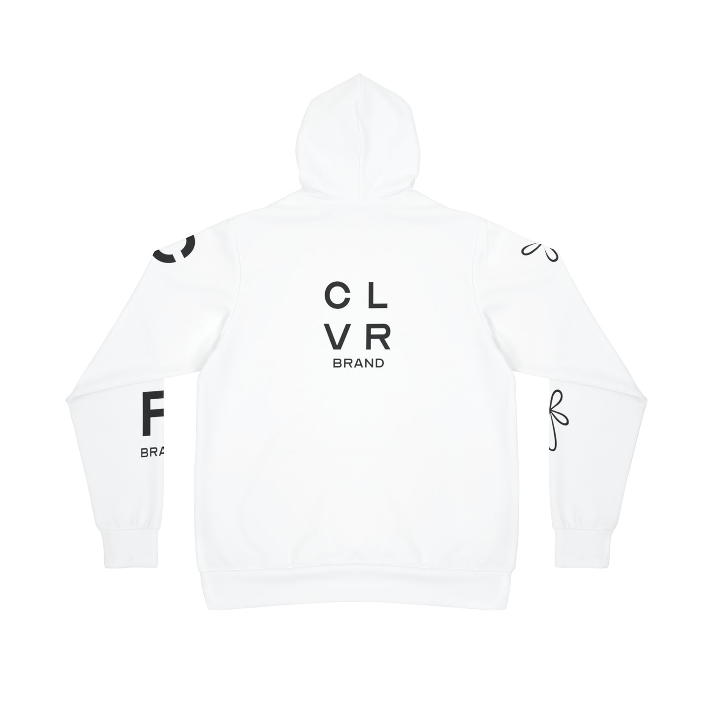 CLVR White + Black Pull-Over Athletic Hoodie