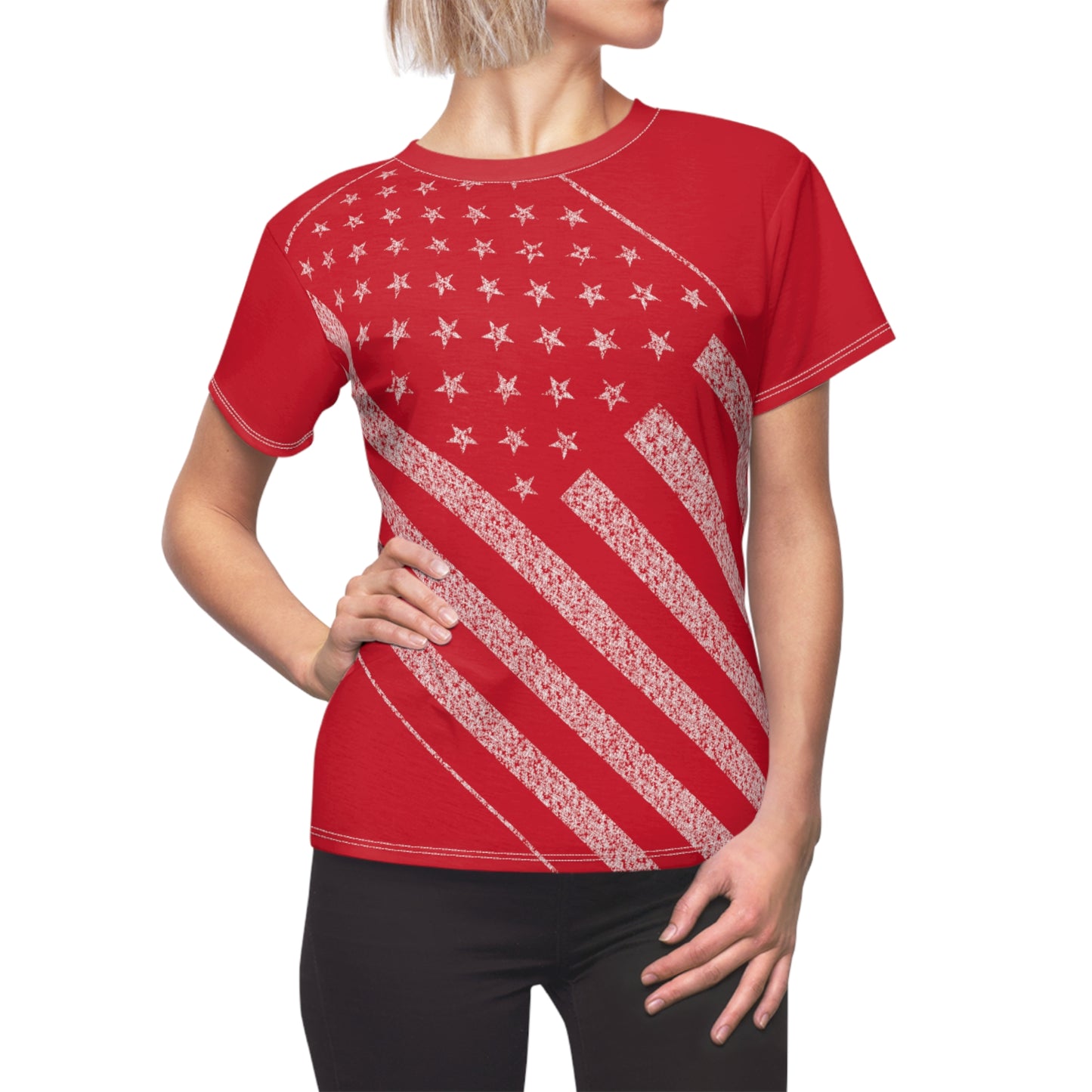 Women's Red USA Star Spangled Tee