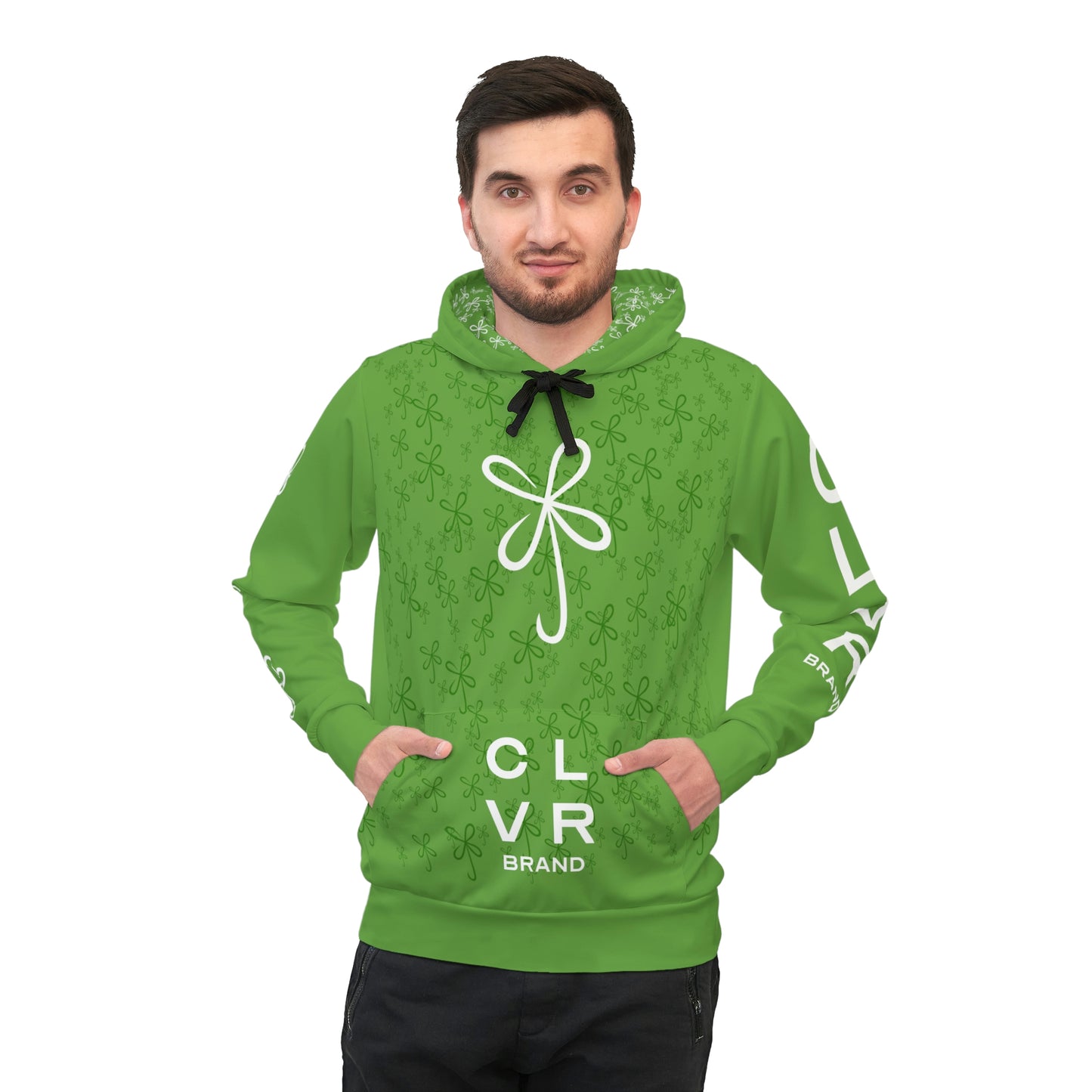 CLVR Green + White Pull-Over Athletic Hoodie