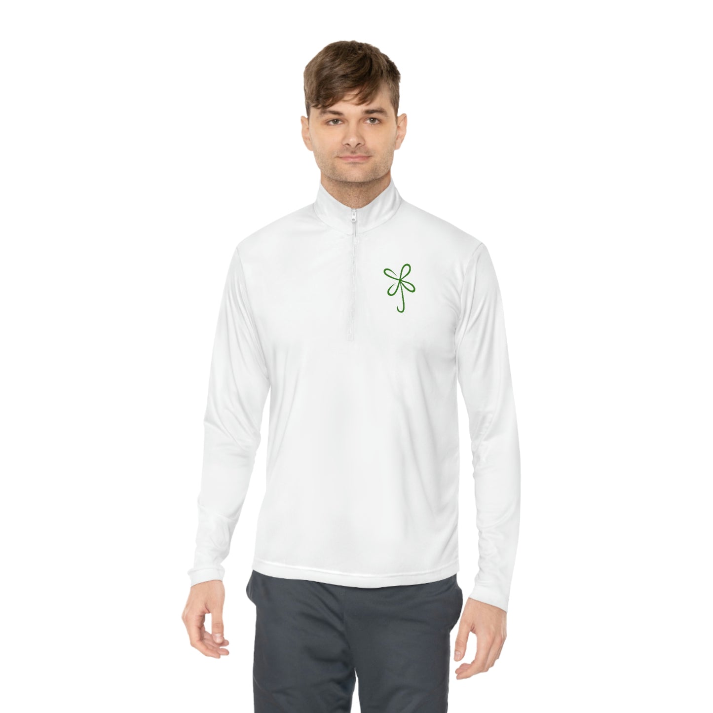 CLVR Unisex Quarter-Zip Pullover with Green Logo