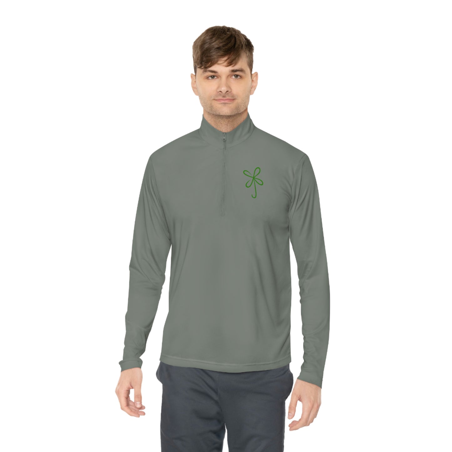 CLVR Unisex Quarter-Zip Pullover with Green Logo