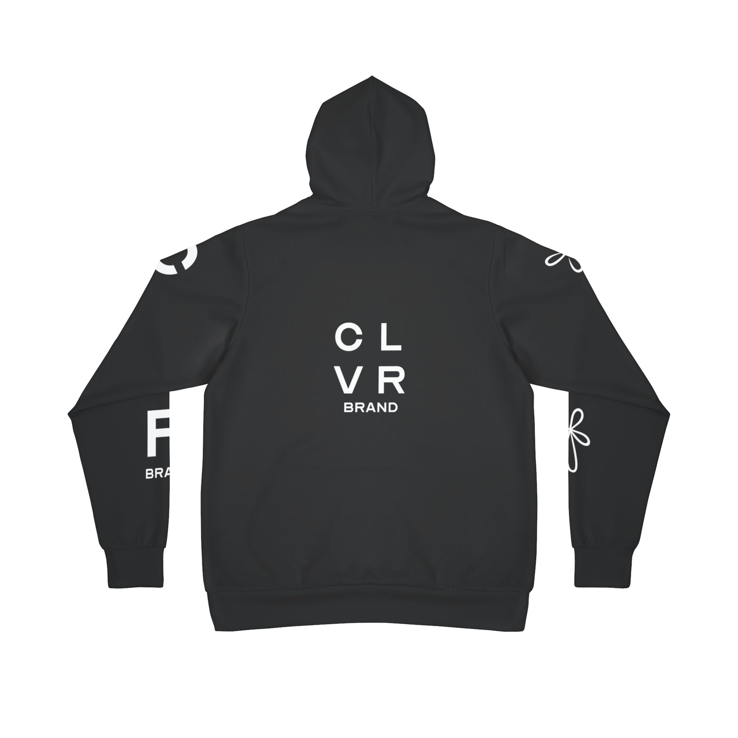 CLVR Black + White Pull-Over Athletic Hoodie