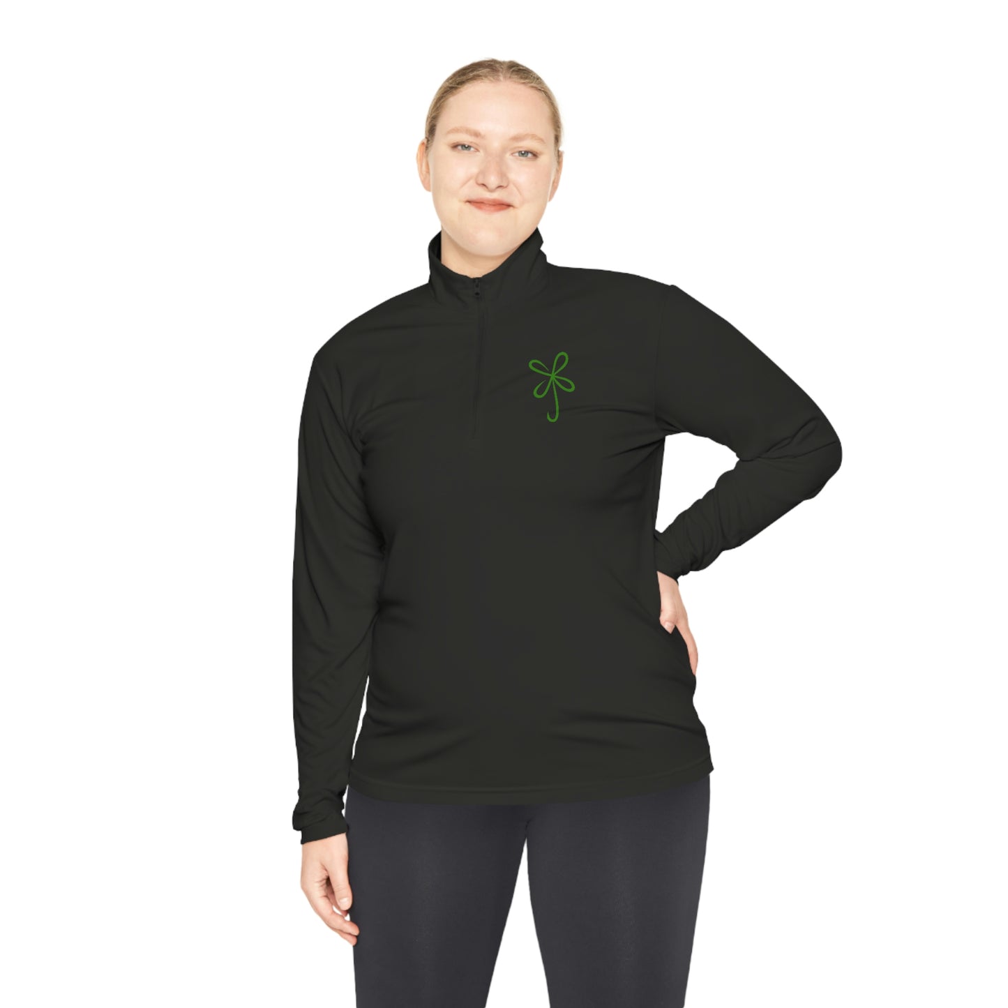 CLVR Unisex Quarter-Zip Pullover with Green Logo