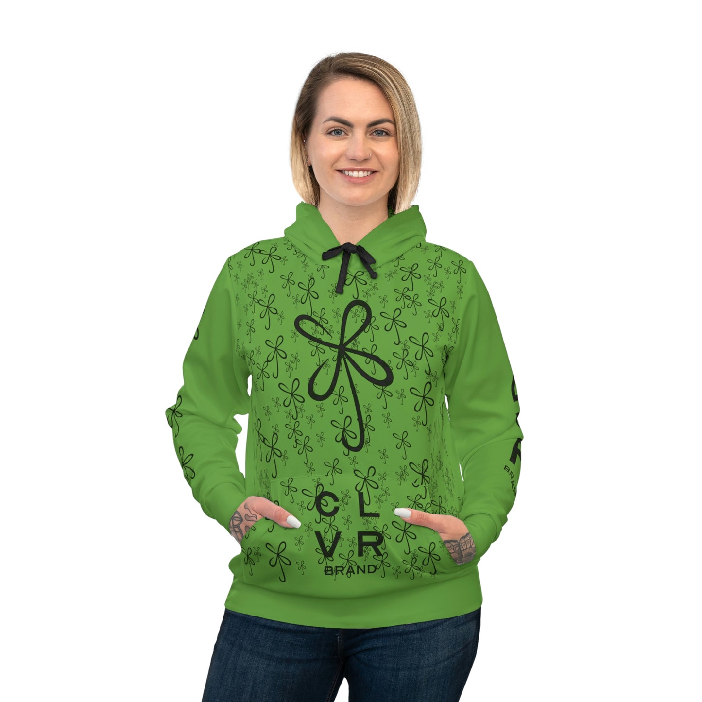 CLVR Green + Black Pull-Over Athletic Hoodie