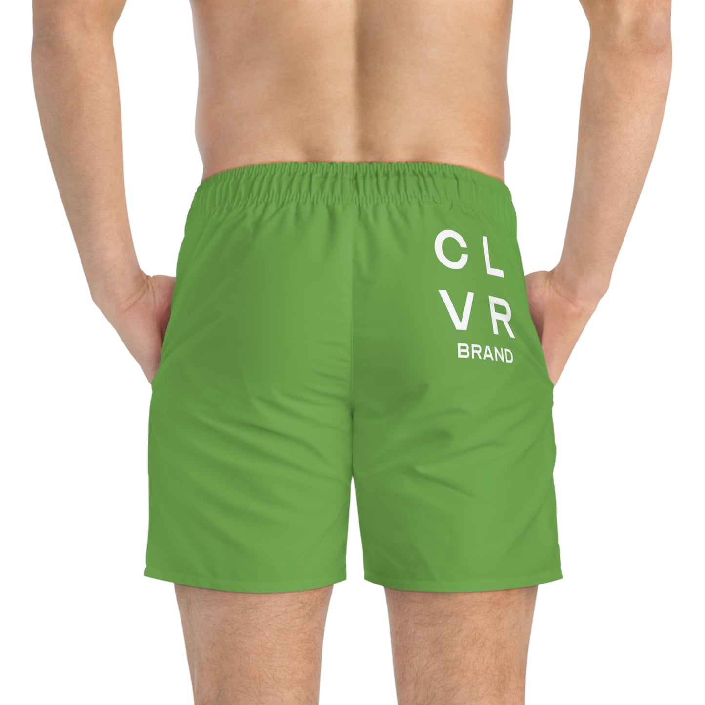 CLVR Men's Swim Trunks Light Green with White