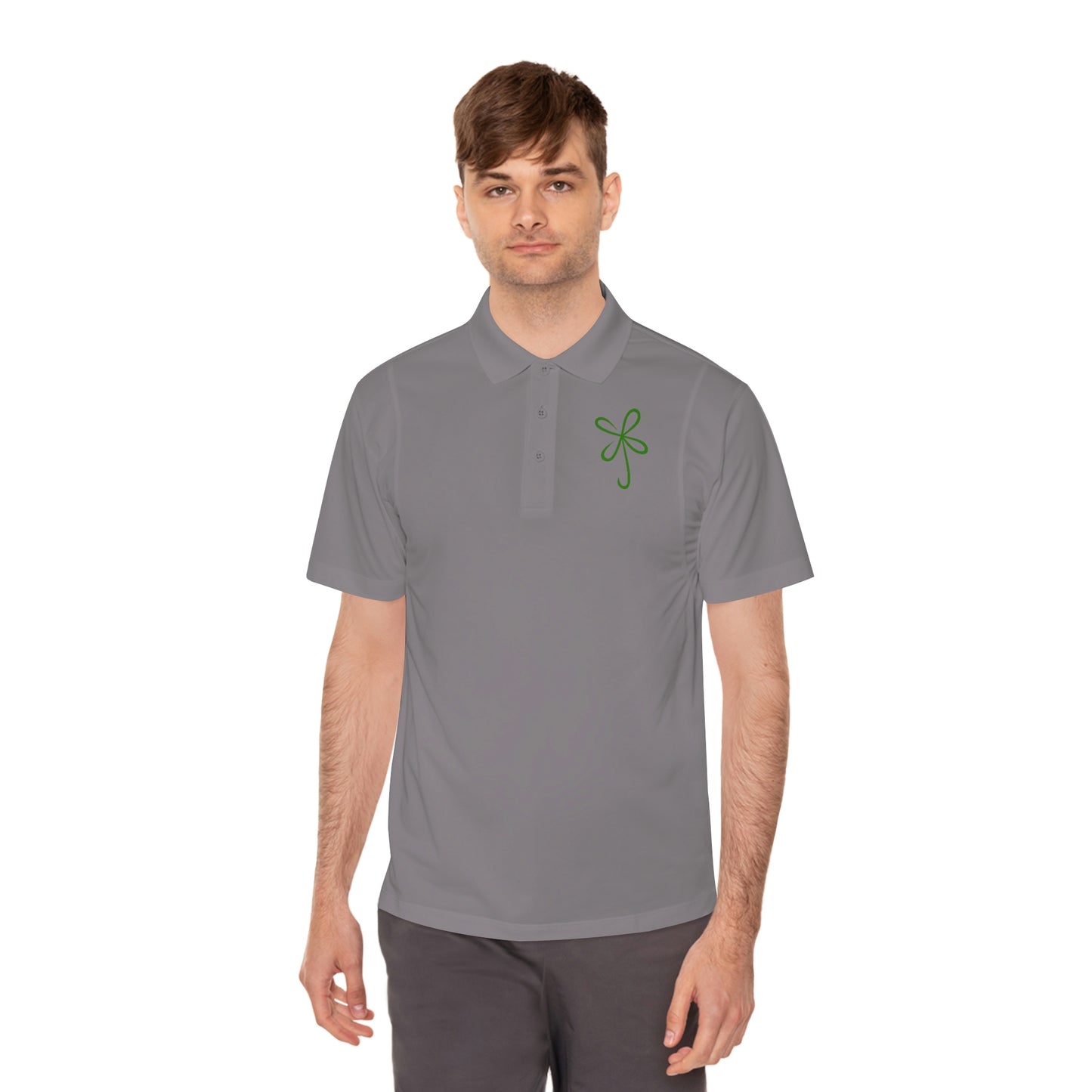 CLVR Men's Sport Polo Shirt in Green Logo