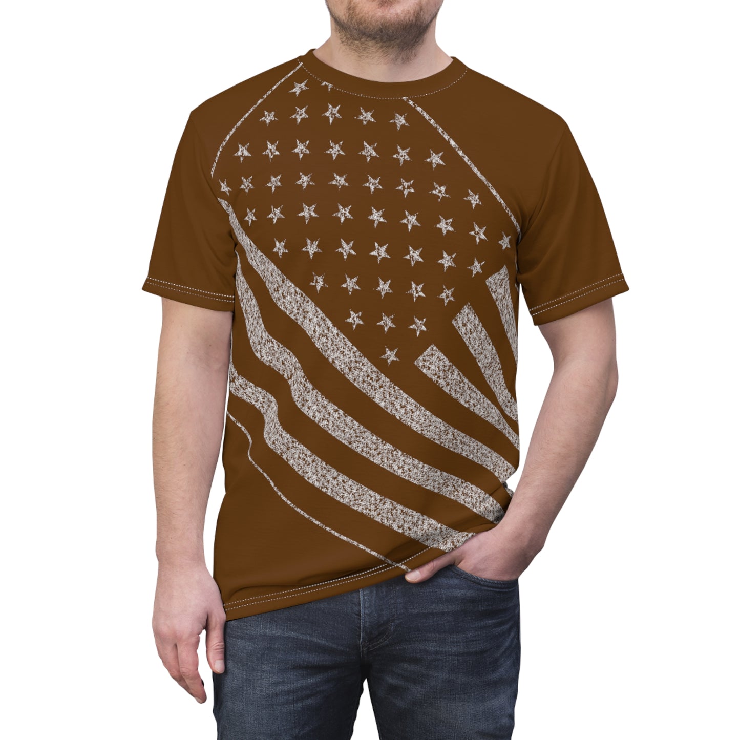 Men's Brown USA Star Spangled Tee