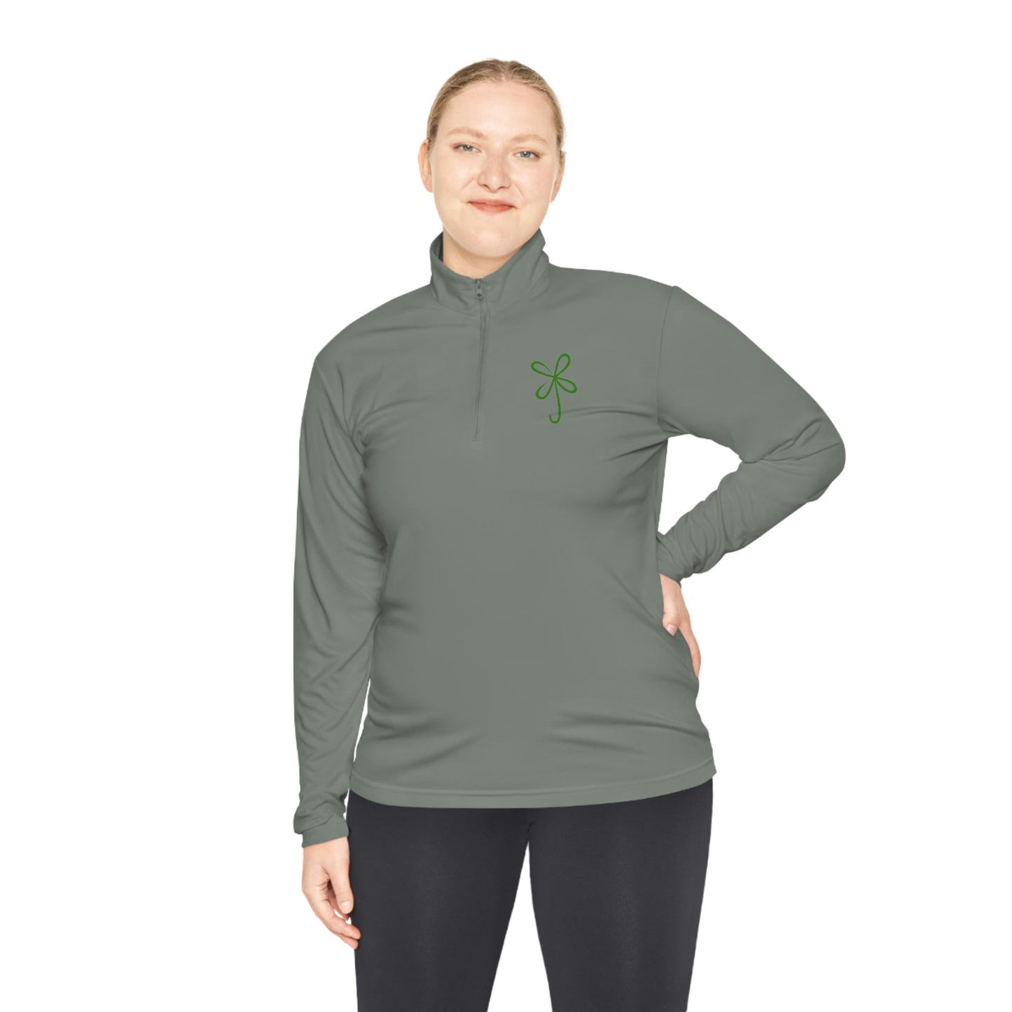 CLVR Unisex Quarter-Zip Pullover with Green Logo
