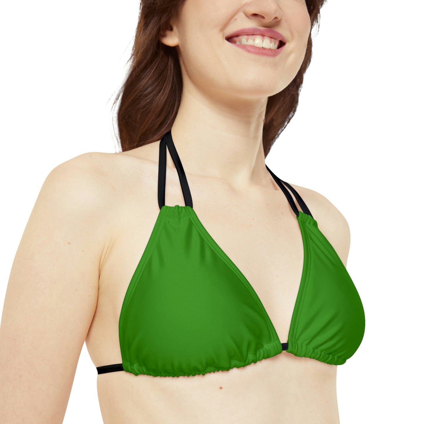 CLVR Strappy Bikini Set - Green Top, White Bottom with Field of Green