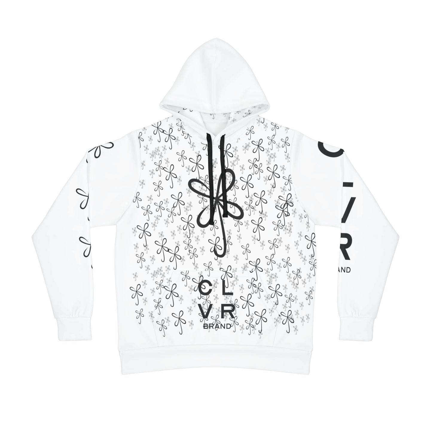 CLVR White + Black Pull-Over Athletic Hoodie