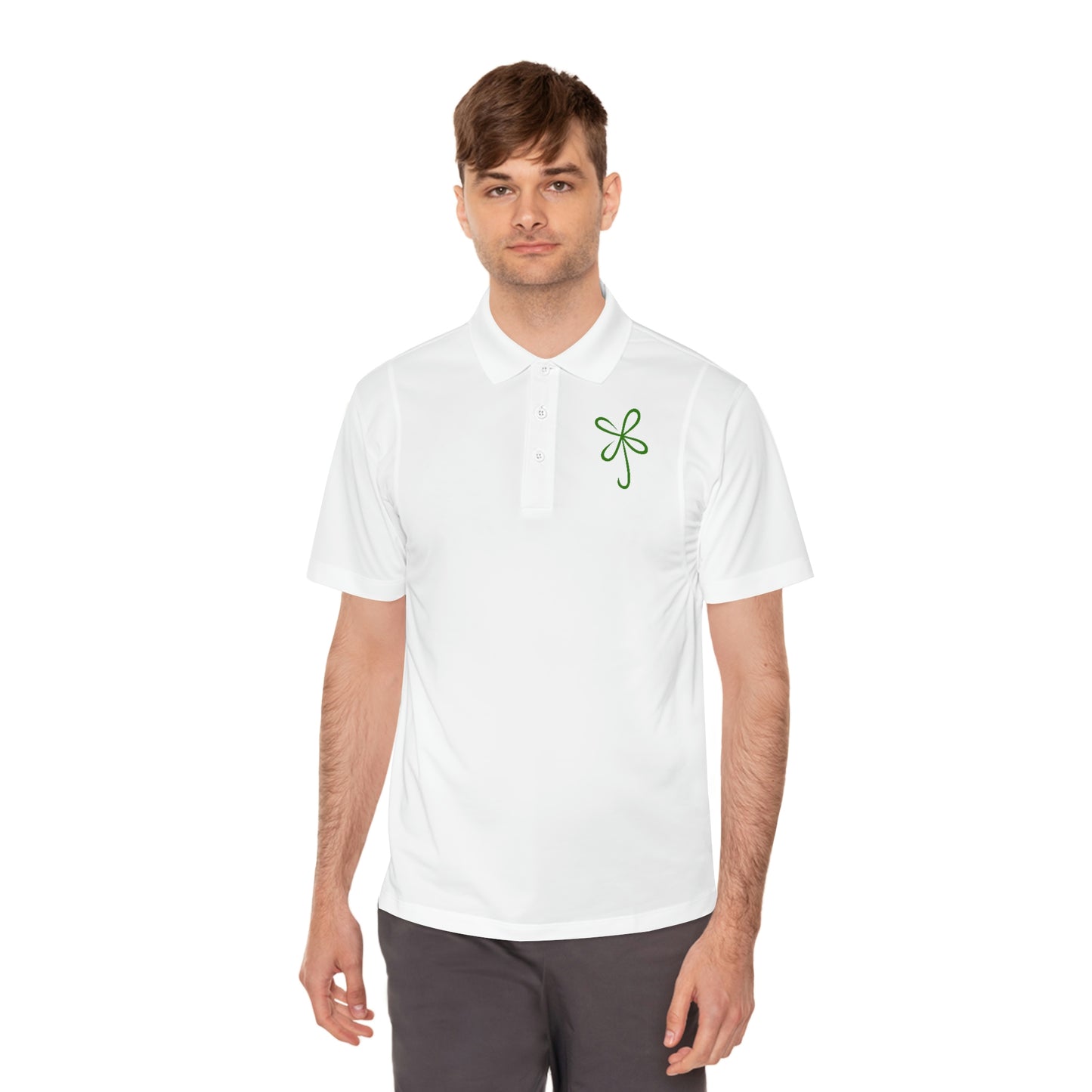 CLVR Men's Sport Polo Shirt in Green Logo
