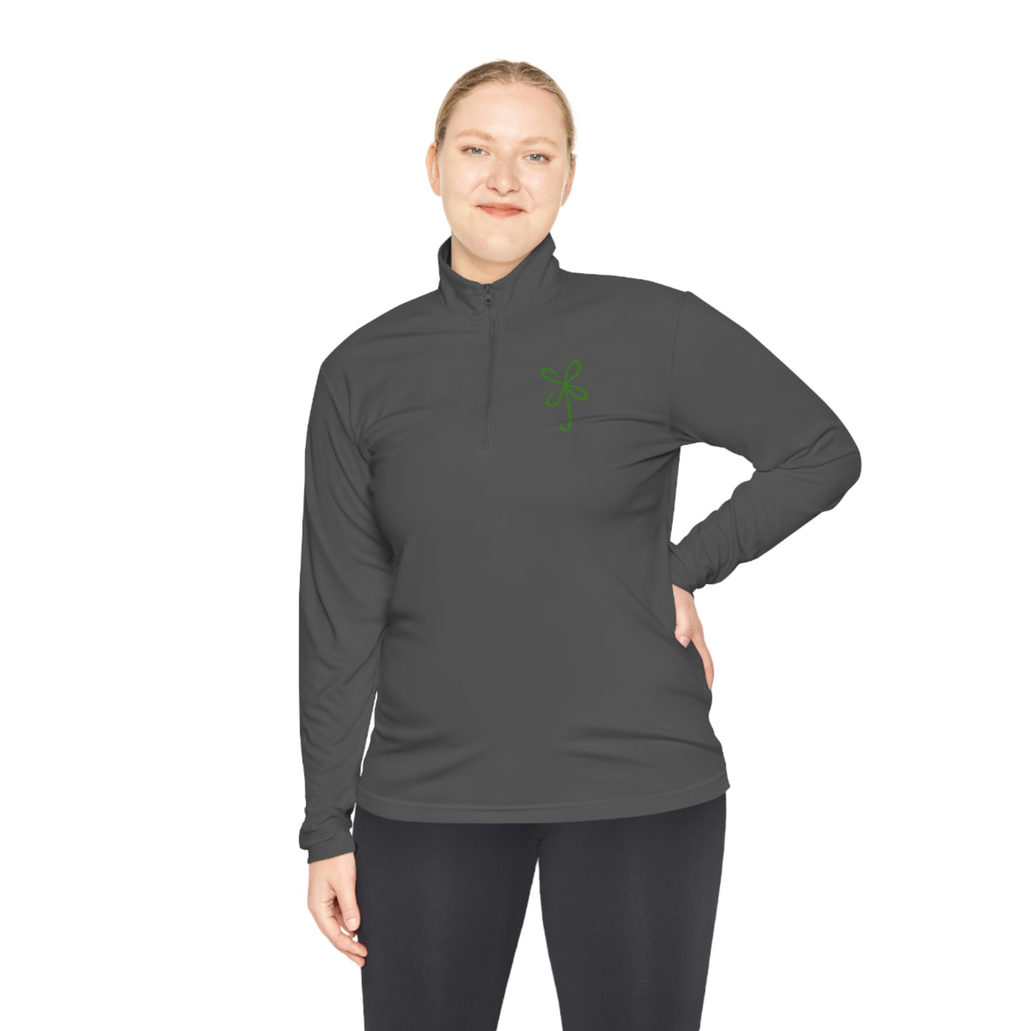 CLVR Unisex Quarter-Zip Pullover with Green Logo