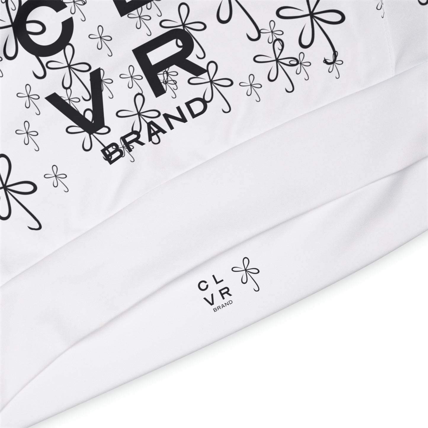 CLVR White + Black Pull-Over Athletic Hoodie