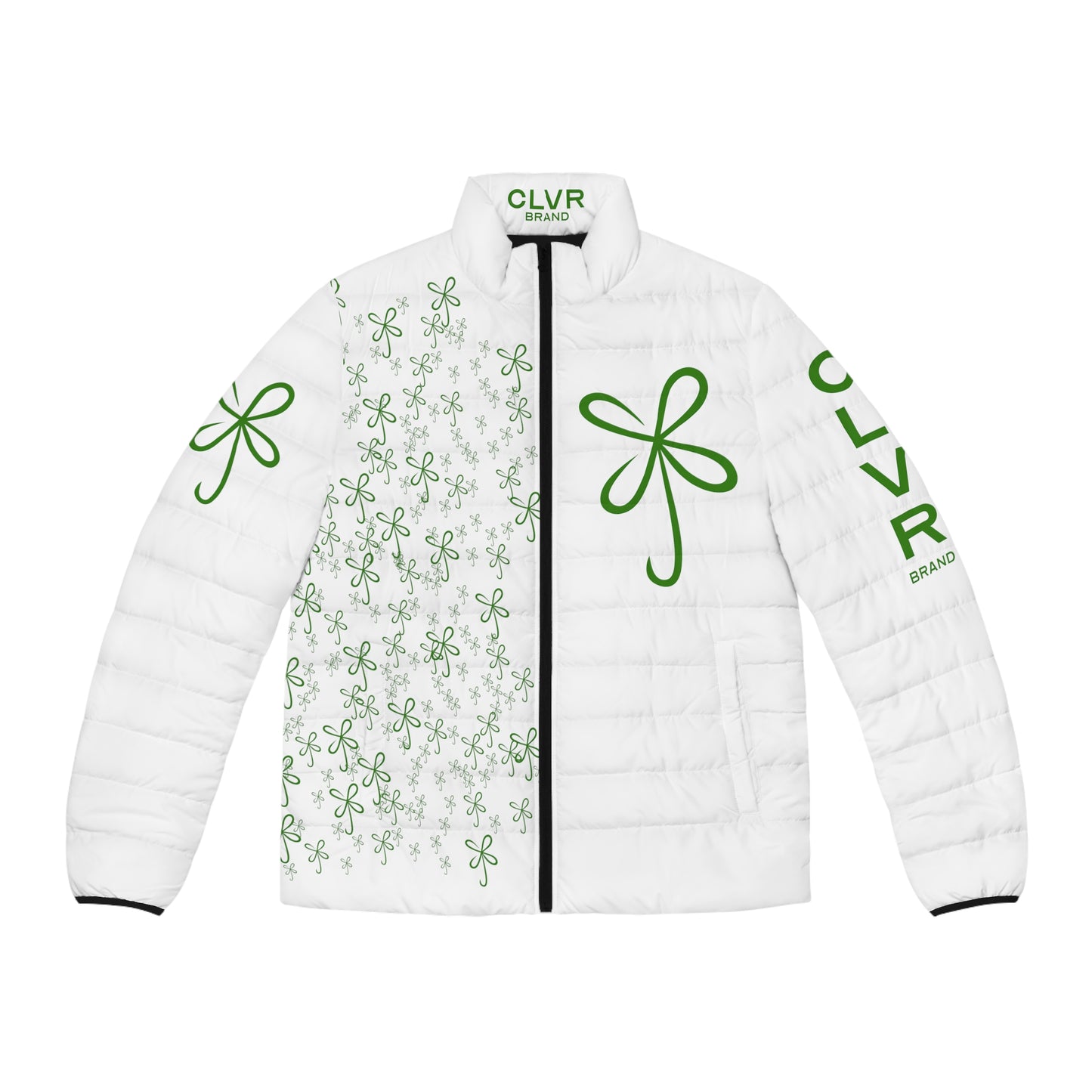 CLVR White+Green Puffer Jacket