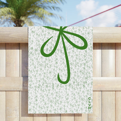 Field of CLVR Beach Towel White with Green