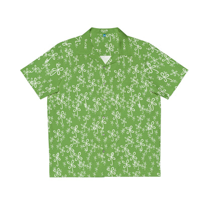 CLVR Green+White Men's Hawaiian Shirt