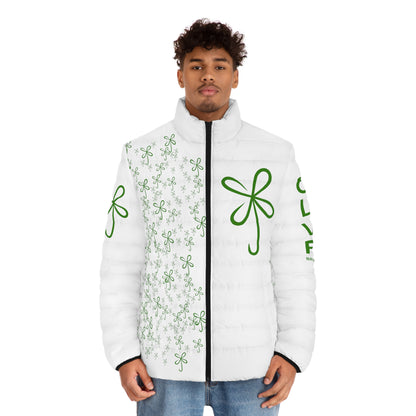 CLVR White+Green Puffer Jacket