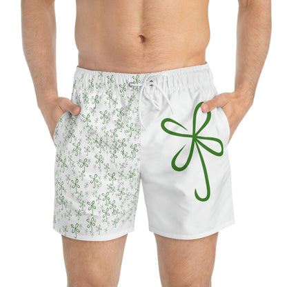 CLVR Men's Swim Trunks White with Green