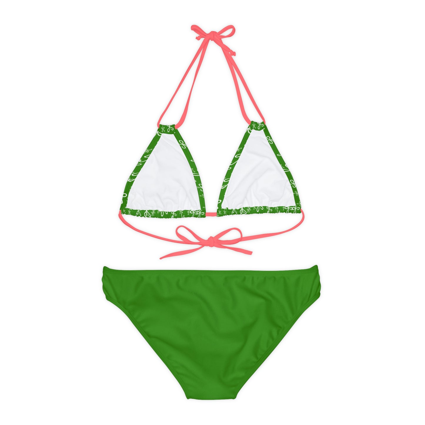 CLVR Strappy Bikini Set - Green Top with Field of Logo, Green Bottom