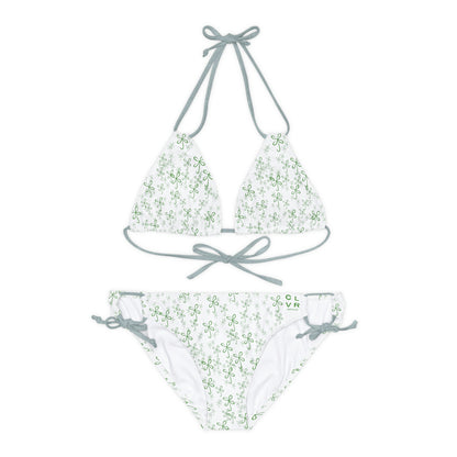 CLVR Strappy Bikini Set - White with Field of Green