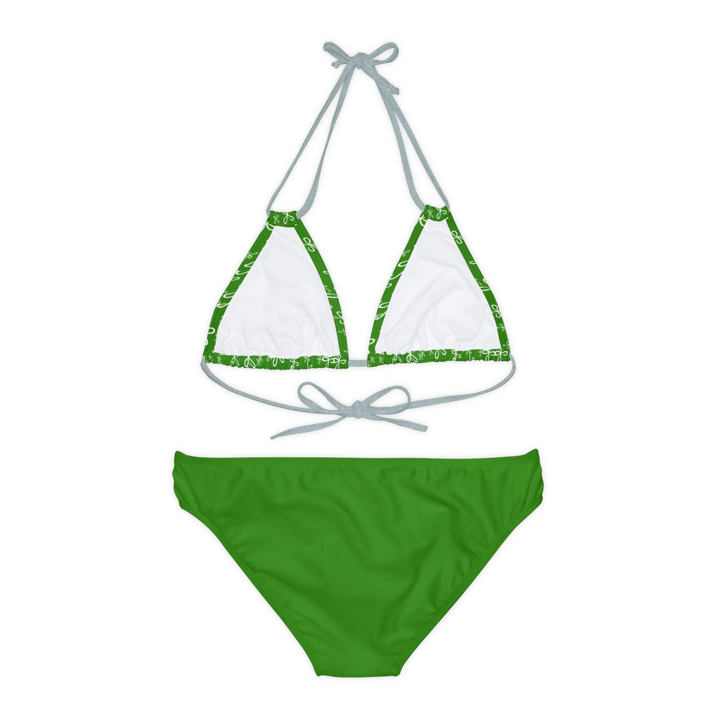 CLVR Strappy Bikini Set - Green Top with Field of Logo, Green Bottom