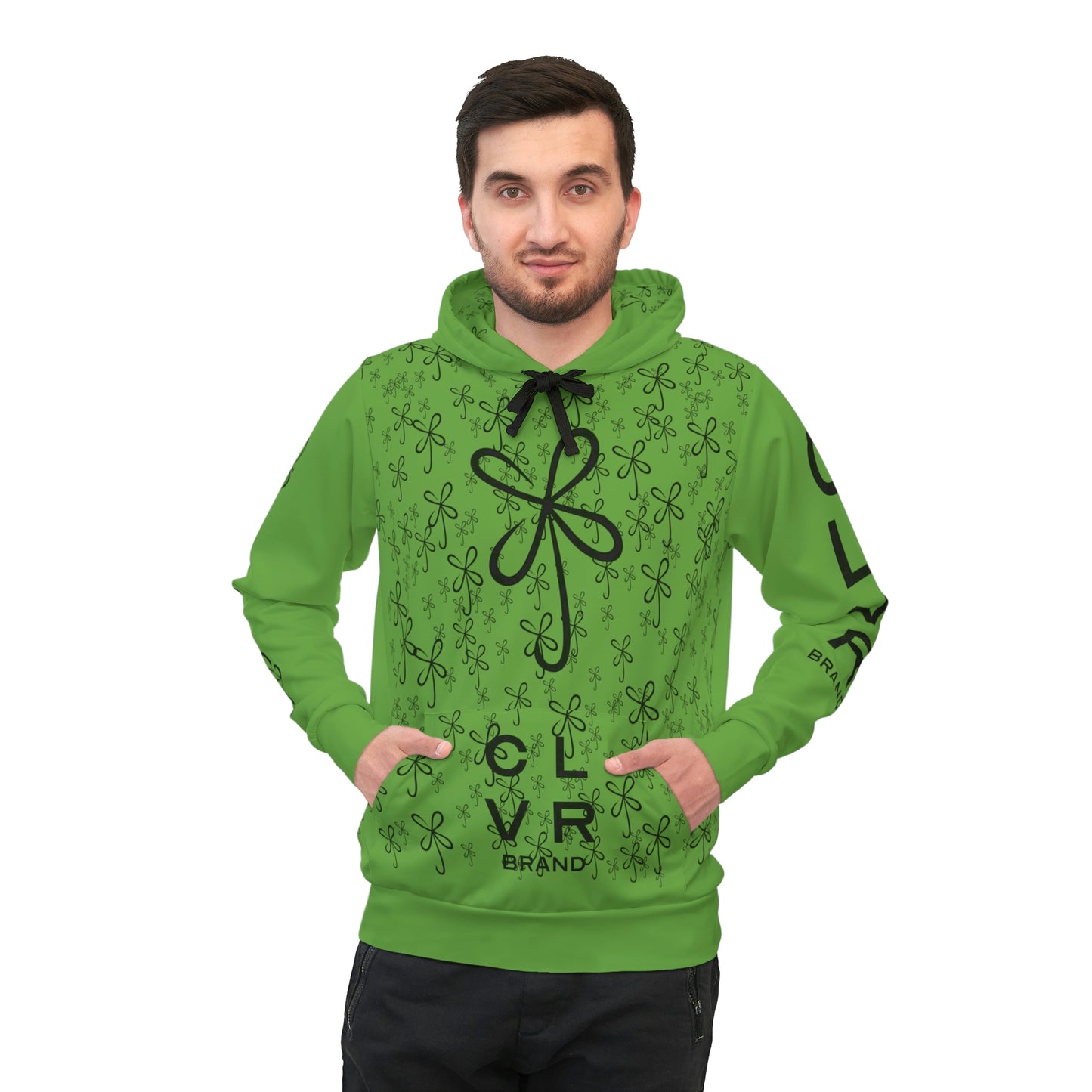 CLVR Green + Black Pull-Over Athletic Hoodie