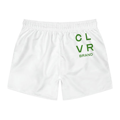 CLVR Men's Swim Trunks White with Green