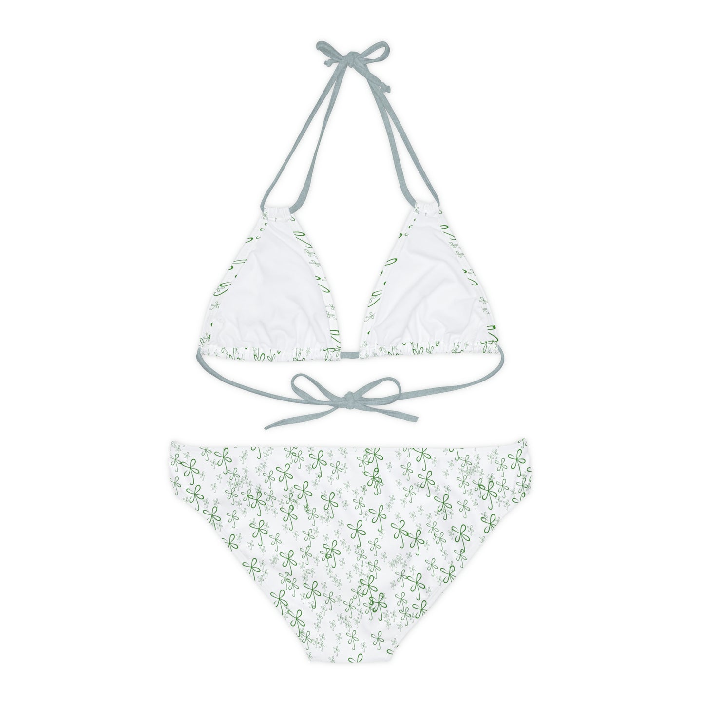 CLVR Strappy Bikini Set - White with Field of Green