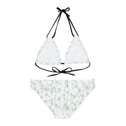 CLVR Strappy Bikini Set - White with Field of Green