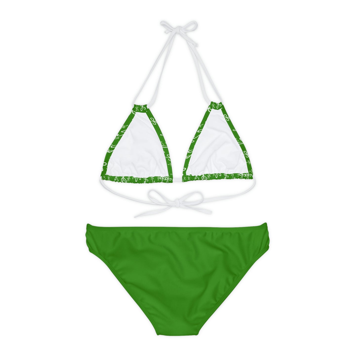 CLVR Strappy Bikini Set - Green Top with Field of Logo, Green Bottom