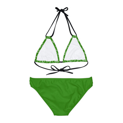 CLVR Strappy Bikini Set - Green Top with Field of Logo, Green Bottom